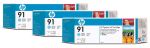 HP 91 3-pack 775ml licht cyaan inktcartridge