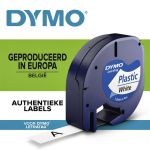 labeltape Dymo 91201 Letratag 12mm plastic zwart op wit labeltape Dymo 91201 Letratag 12mm plastic zwart op wit