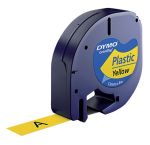 labeltape Dymo 91202 Letratag 12mm plastic zwart op geel labeltape Dymo 91202 Letratag 12mm plastic zwart op geel