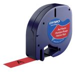 labeltape Dymo 91203 Letratag 12mm plastic zwart op rood labeltape Dymo 91203 Letratag 12mm plastic zwart op rood